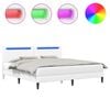 vidaXL Рамка за легло с LED ленти Бяло 200 x 200 cm Изкуствена