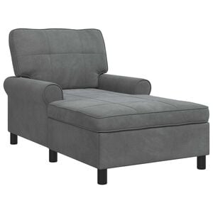 vidaXL Шезлонг Лаунж с възглавница Тъмен сив 91 x 157 x 91 см Кадифе