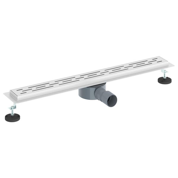 vidaXL Душов дренаж с стъклен капак и 360&deg; сифона Сребрист 70 cm