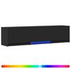 vidaXL TV шкаф с LED 165 x 34 x 40 см Черен Инженерен дървен материал