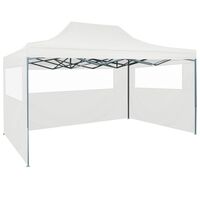 vidaXL Сгъваема парти шатра с 3 странични стени 3х4 м стомана бяла