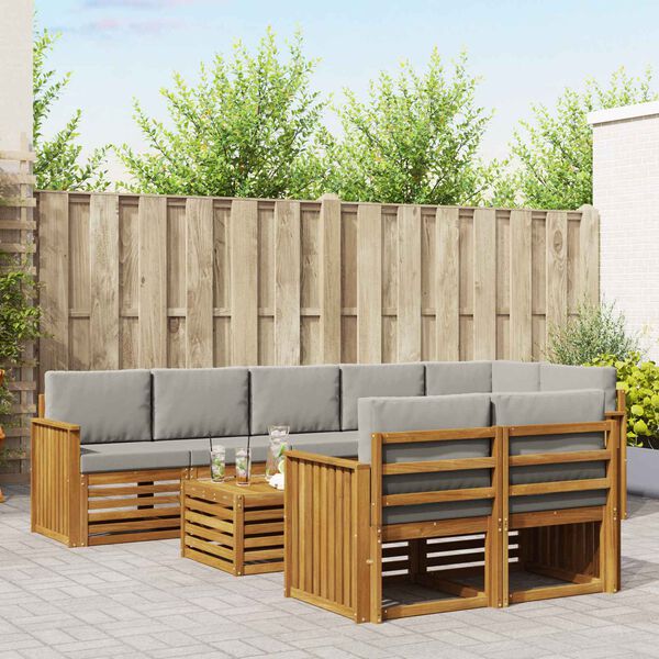 vidaXL Комплекти дивани с възглавница 9 pcs Естествено и светло сиво