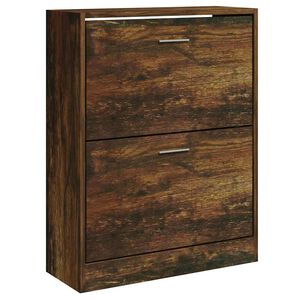 vidaXL Шкаф за обувки, опушен дъб, 63x24x81 см, инженерно дърво