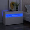 vidaXL Нощно шкафче с LED осветление бяло 60x35x40 см инженерно дърво