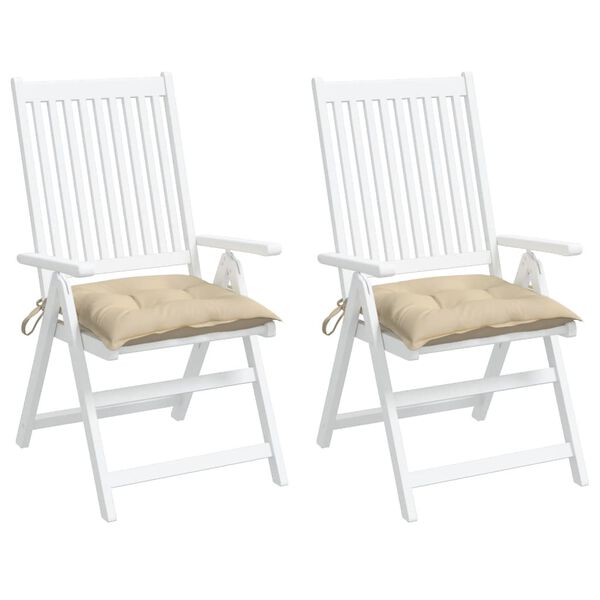 vidaXL Възглавници за столове 2 бр бежови 40x40x7 см Оксфорд плат