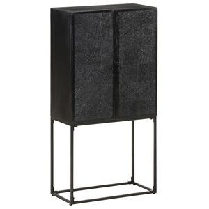 vidaXL Шкаф, черен, 60x30x120 см, акация и мангово дърво масив