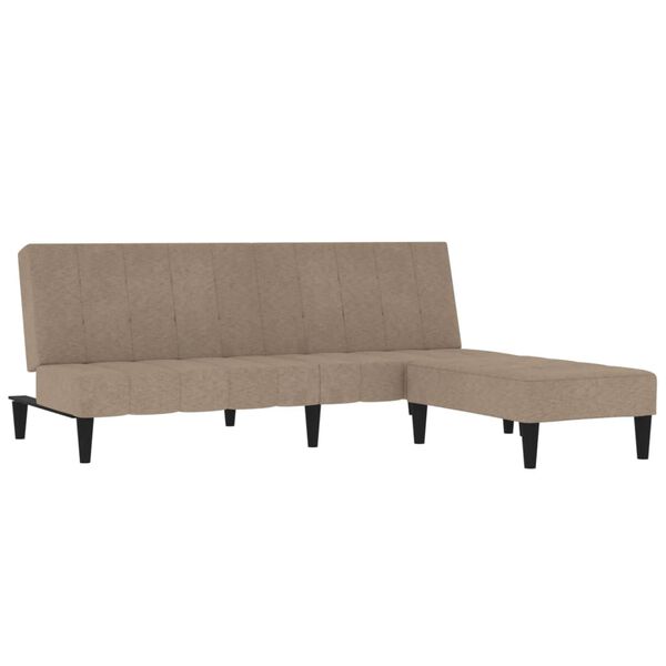 vidaXL 2-местно канапе с табуретка, таупе, микрофибърен текстил