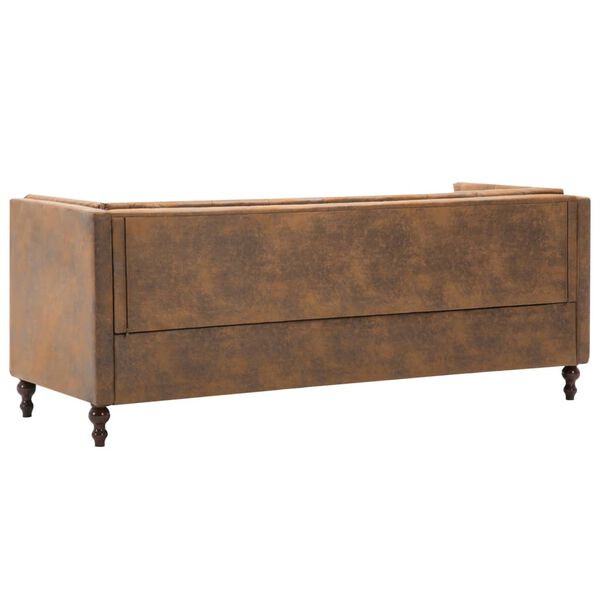 vidaXL 3-местен Честърфийлд диван с тапицерия, подобна на велур, кафяв