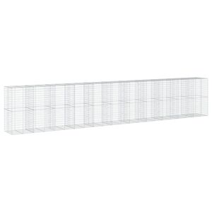 vidaXL Габионна кошница с капак, 1100x100x200 см, поцинковано желязо