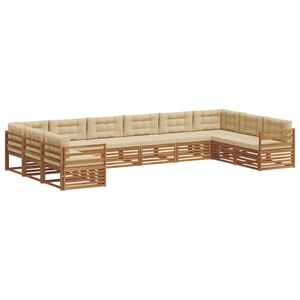 vidaXL Комплекти дивани 7 pcs Натурален и Бежов Солидно акациево дърво