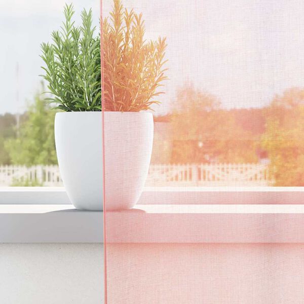 vidaXL Пердета от воал с прът джобове, 2 бр, розово