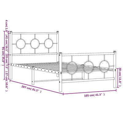 vidaXL Метална рамка за легло с горна и долна табла, бяла, 100x200 см