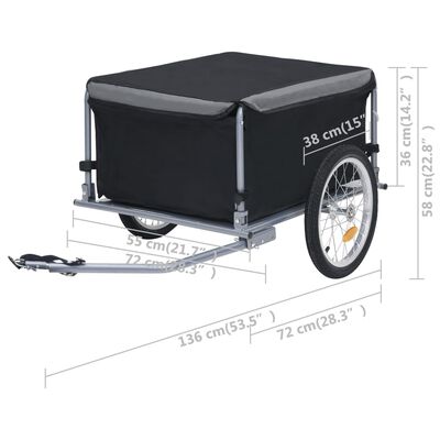 vidaXL Ремарке за колело, черно и сиво, 65 кг
