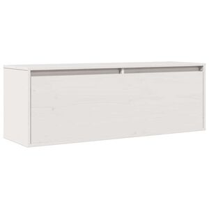 vidaXL Стенен шкаф, бял, 100x30x35 см, борово дърво масив