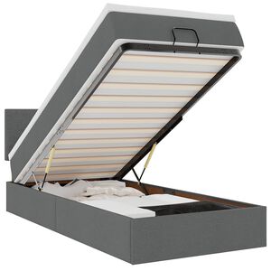 vidaXL Османска легло с матрак, тъмносиво, 90x200 см, плат