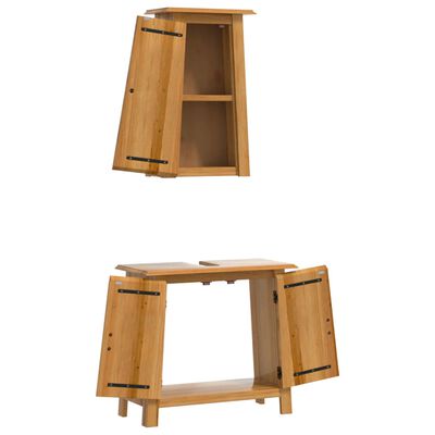 vidaXL Комплект мебели за баня, 2 части, масивна борова дървесина