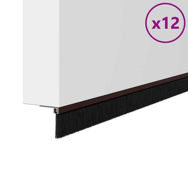 vidaXL Самозалепващи се четки за уплътняване на врати 12 pcs Кафяво