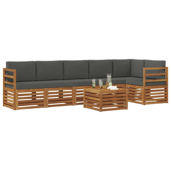 vidaXL Комплекти дивани с възглавница 7 pcs Натурален и Антрацит