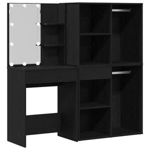 vidaXL Комплект LED тоалетно огледало Черния дъб 140 x 40 x 140 см