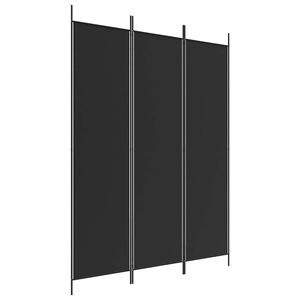 vidaXL Параван за стая, 3 панела, черен, 150x200 см, плат