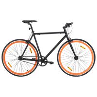 vidaXL Велосипед с фиксирана предавка, черно и оранжево, 700c, 59 см