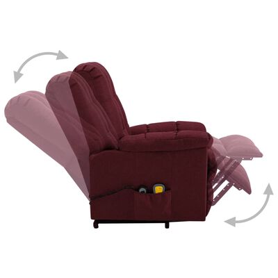 vidaXL Изправящ масажен стол, виненочервен, текстил