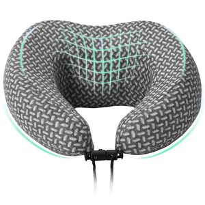 vidaXL Пътен възглавник за врат Сив 30 x 28 x 14 см Полиестер