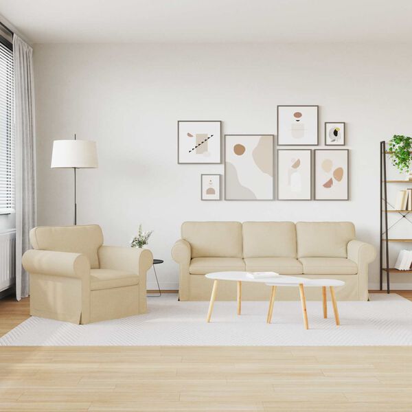 vidaXL Диван 2 pcs Крем 215 x 82 x 80 см текстил