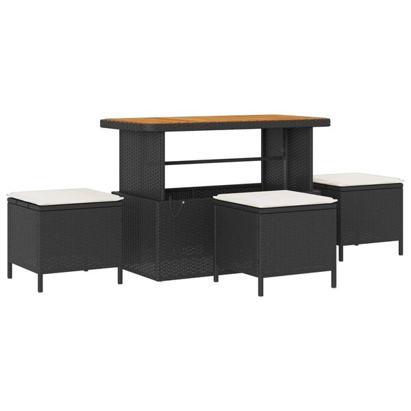 vidaXL Градински Софа Комплект с възглавница 9 pcs Черно полиратан