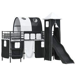 vidaXL Легло на двуетажно легло за деца Черно 74,5 x 190 см Метал