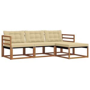 vidaXL Комплект дивани за открито 4 pcs Натурален и Бежов