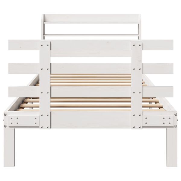 vidaXL Рамка за легло с табла без матрак, бяла, 90x190 см