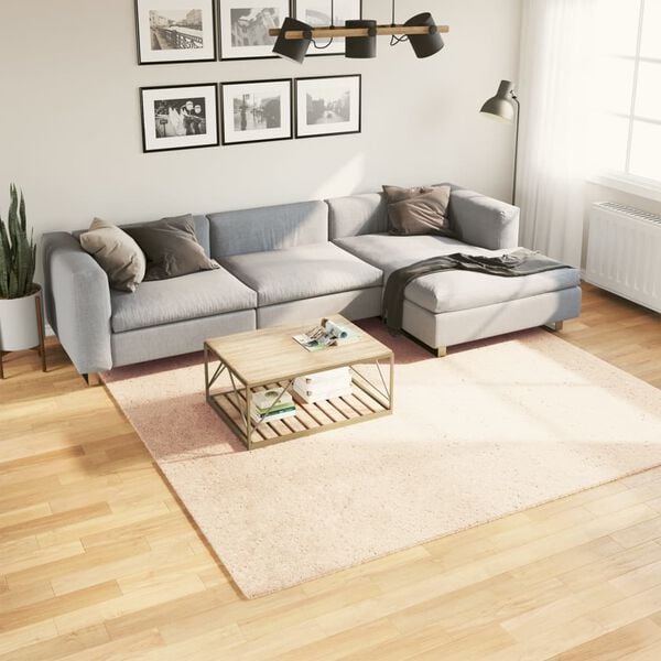 vidaXL Килим HUARTE с къс косъм, мек и миещ се, бежов, 240x240 см