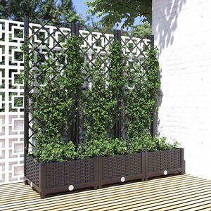 vidaXL Градинска саксия с решетка, черна, 120x40x121,5 см, полипропилен