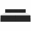 vidaXL Легло с място за съхранение и LED Черно 200 x 200 cm текстил