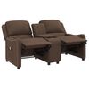 vidaXL 2-местен масажен реклайнер с държачи за чаши, кафяв, текстил