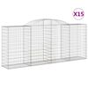 vidaXL Габионни кошници арка 15 бр 300x50x120/140см поцинковано желязо