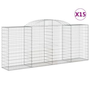 vidaXL Габионни кошници арка 15 бр 300x50x120/140см поцинковано желязо