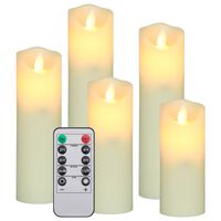 vidaXL Електрически LED свещи, 5 части, с дистанционно, топло бяло