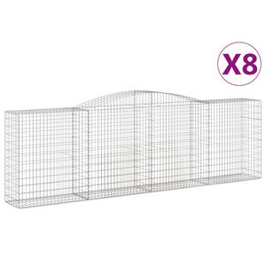 vidaXL Габионни кошници арка 8 бр 400x50x120/140 см поцинковано желязо