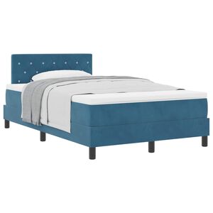 vidaXL Легло с пружинирана основа Тъмен син 120 x 190 cm Кадифе