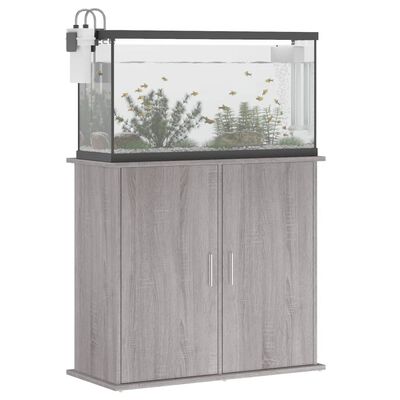 vidaXL Поставка за аквариум, сив сонома, 81x36x73 см, инженерно дърво