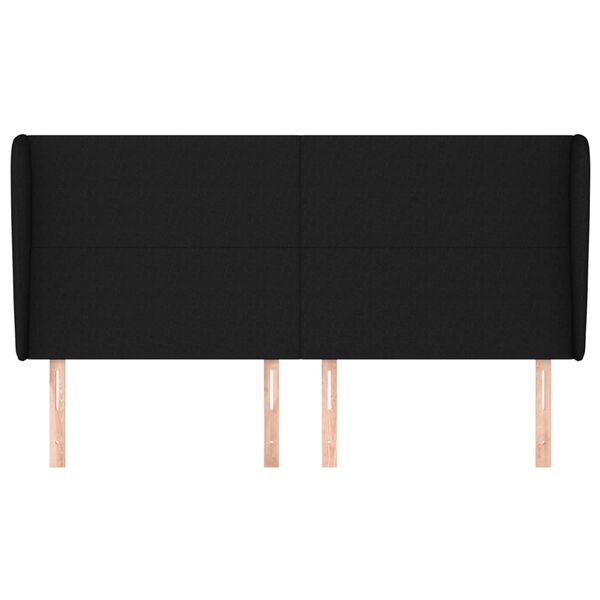 vidaXL Горна табла за легло с уши, черна, 203x23x118/128 см, плат
