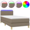 vidaXL Боксспринг легло с матрак и LED, таупе, 90x190 см, плат