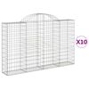 vidaXL Габионни кошници арка 10 бр 200x30x120/140см поцинковано желязо