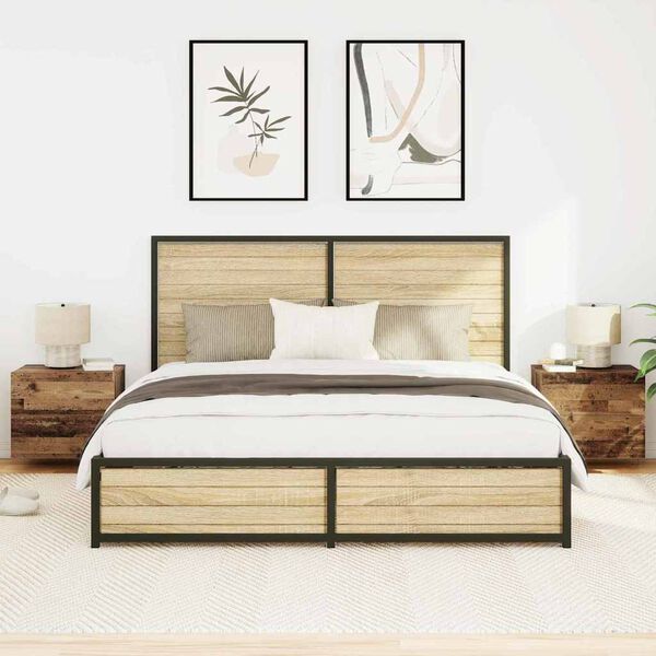 vidaXL Нощен шкаф 2 pcs Старо дърво 50 x 39 x 41 cm Инженерно дърво