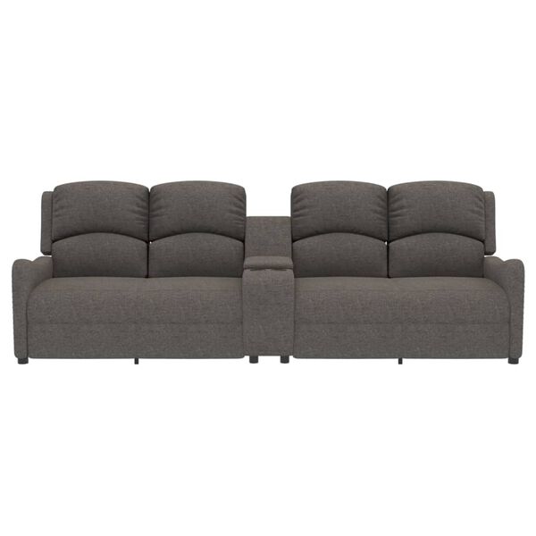 vidaXL 4-местен масажен реклайнер с държачи за чаши светлосив текстил