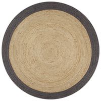 vidaXL Ръчно тъкан килим от юта, тъмносив кант, 90 см