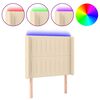 vidaXL LED горна табла за легло, кремава, 103x16x118/128 см, плат