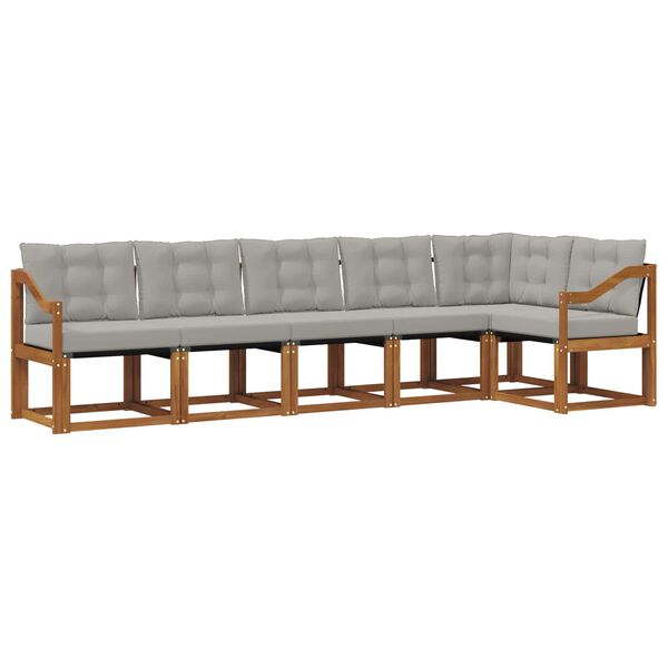 vidaXL Комплект дивани за открито 6 pcs Естествено и светло сиво